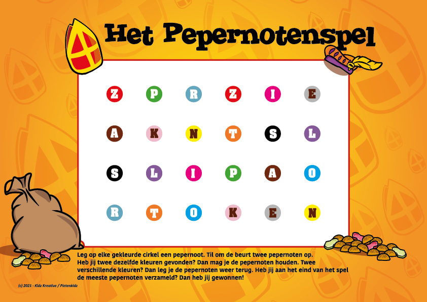 Het Pepernotenspel van de Pietenkidz. Leuk voor tijdens Sinterklaas